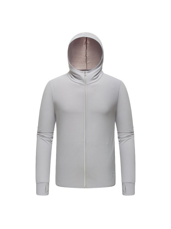 Men's Big & Tall UPF 50+ Sun Protection Full Zip Hoodie Jacket Long Sleeve Lightweight Outdoor Fishing Running Performance Shirts with Zipper Pockets