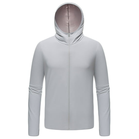 Miqool Men's Big & Tall UPF 50+ Sun Protection Full Zip Hoodie Jacket Long Sleeve Lightweight Outdoor Fishing Running Performance Shirts with Zipper Pockets
