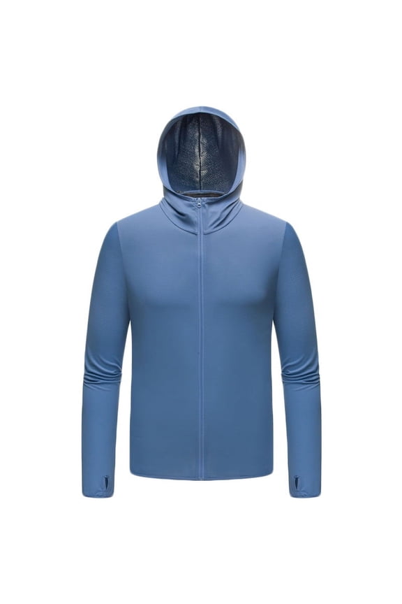 Men's Big & Tall UPF 50+ Sun Protection Full Zip Hoodie Jacket Long Sleeve Lightweight Outdoor Fishing Running Performance Shirts with Zipper Pockets
