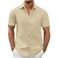 thumbnail image 1 of Miqool Men's Button down Shirts Short Sleeve Formal Casual Dress Shirts Summer Wedding Shirt Vacation Beach Summer Tops, 1 of 6