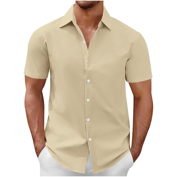 Miqool Men's Button down Shirts Short Sleeve Formal Casual Dress Shirts Summer Wedding Shirt Vacation Beach Summer Tops