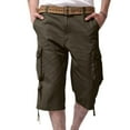 thumbnail image 1 of Miqool Men's Capri Cargo Long Shorts Below Knee Length Twill Cotton Casual 3/4 Capri Pants Lightweight Hiking Work Shorts with Multi-Pockets, 1 of 7