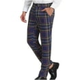 thumbnail image 1 of Miqool Men's Classic Plaid Suit Pants Straight Leg Modern Fit Flat Front Formal Business Casual Dress Pants Trousers, 1 of 6