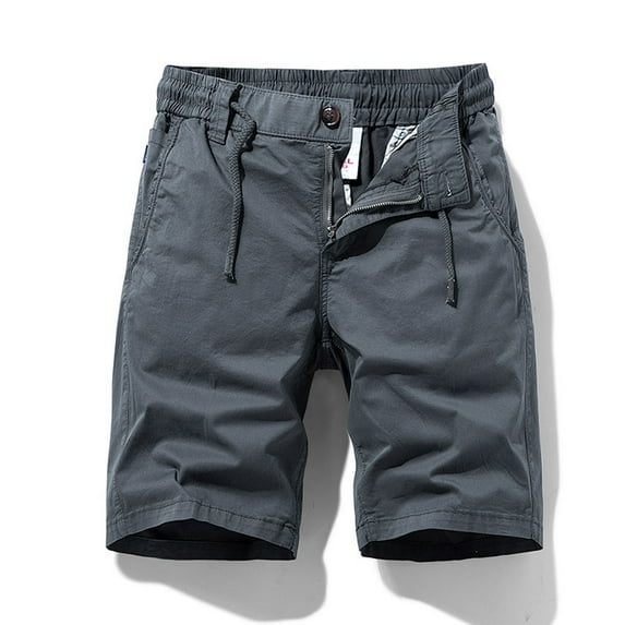 Miqool Men's Cotton Cargo Shorts Elastic Waist Lightweight Quick Dry Casual Stretch Work Shorts Outdoor Travel Fishing Hiking Shorts with Pockets
