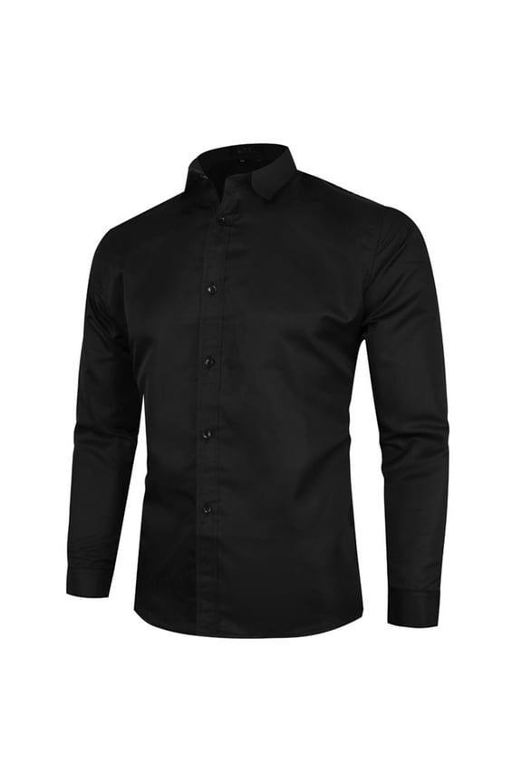 Men's Dress Shirts Long Sleeve Stretch Wrinkle-Free Dress Shirts Slim Fit Business Casual Button Down Shirt Wedding Prom Formal Shirt, Big and Tall Sizes Up to 5XL