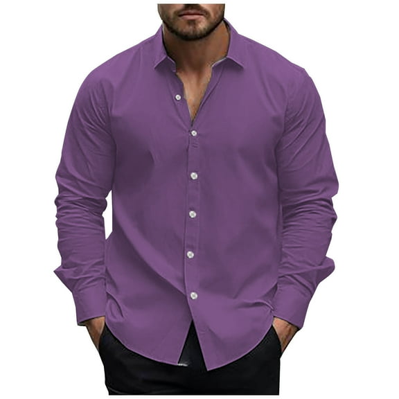 Miqool Men's Dress Shirts Regular Fit Stretch Long Sleeve Solid Formal Shirt Business Casual Wedding Button Down Shirts