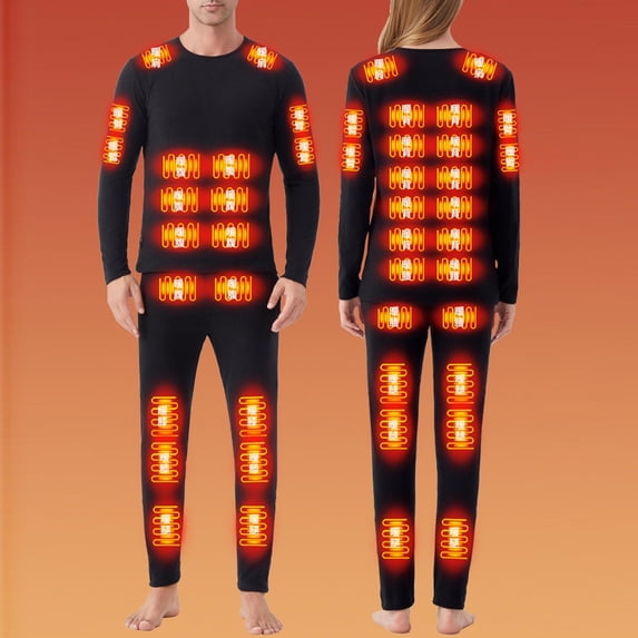 Miqool Men's Heated Underwear USB Electric Base Layer Heating Top and Pant Winter Thermal Long Johns Sets (No Battery)