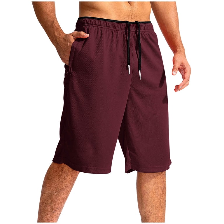 Miqool Men's Basketball Shorts, Red, XXXL, Quick Dry, Pocket