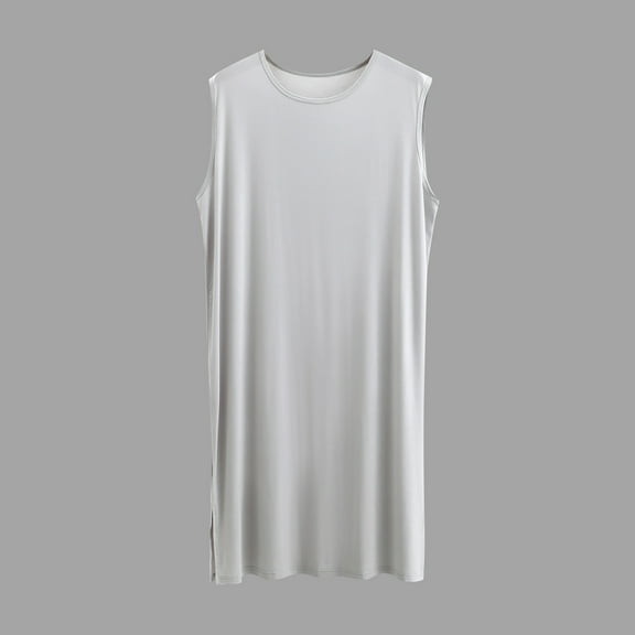 Miqool Men's Nightgown Sleeveless Sleep Shirt Round Neck Pajama Sleepwear Nightwear Loungewear Comfy Nightdress