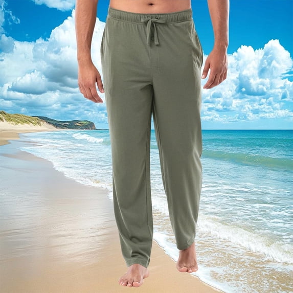 Miqool Men's Pajama Pants Lightweight Pjs Bottoms Soft Sleep Lounge Pants with Pocket Drawstring