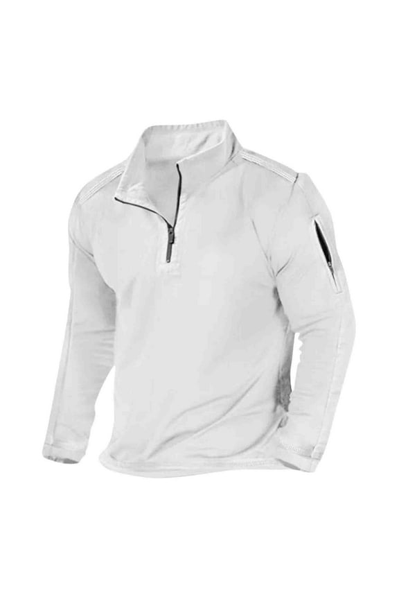 Men's Quarter Zip Pullover Sweatshirt Casual Long Sleeve Stand Collar Sweater Tops Lightweight Athletic Running Fishing Sweatshirts with Zipper Pockets