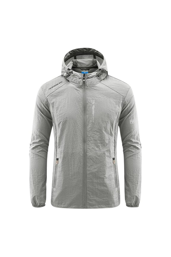 Men's Rain Jacket with Hood, Lightweight Packable Shell Hooded Raincoat UPF 50+ Windproof Outdoor Windbreaker with Zipper Pockets for Golf Hiking Travel Cycling