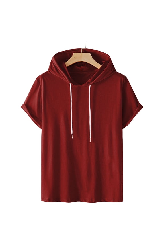 Men's Short Sleeve Athletic Hoodie Casual Drawstring Lightweight Quick Dry Workout Running Hooded T-Shirts Pullover Sweatshirt (Available In Big & Tall)