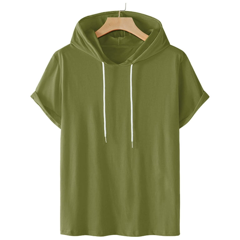 Miqool Men's Short Sleeve Athletic Hoodie Casual Drawstring