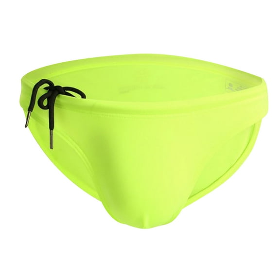 Miqool Men's Swim Briefs Drawstring Low Rise Tagless Sport Bikini Swimwear Solid Quick Dry Swimsuit (Green, M)