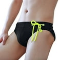 thumbnail image 1 of Miqool Men's Swim Briefs Solid Quick Dry Swimsuit Beach Sport Bikini Swimwear with Adjustable Drawstring (Black, M), 1 of 6