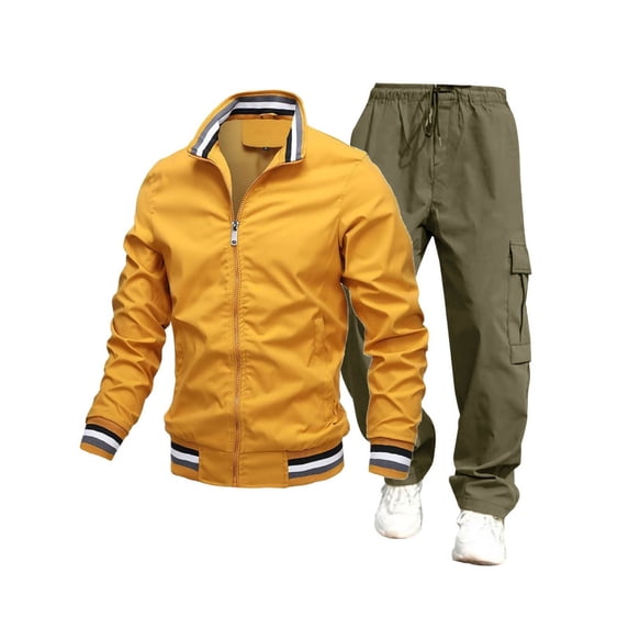 Miqool Men's Tracksuit Set Casual Winter Athletic Full Zip Fashion Workout Sweatsuit Track Long Sleeve Jackets and Pants 2 Piece Outfit