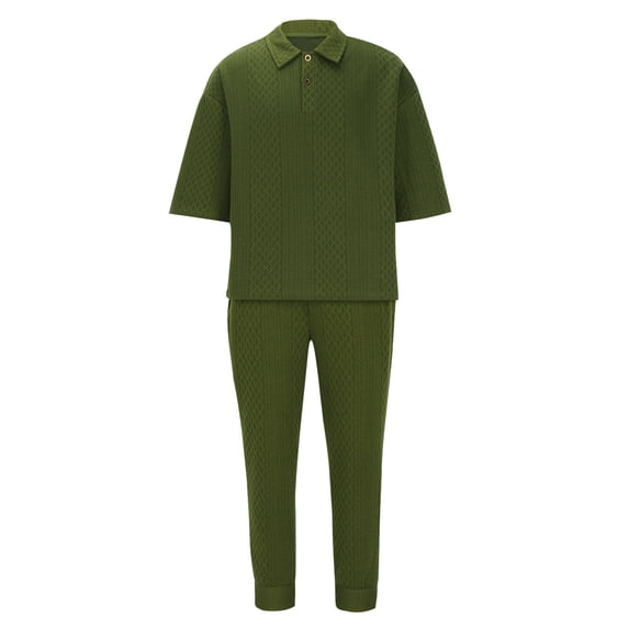 Miqool Men's Tracksuits 2 Piece Athletic Jogging Outfits Textured Pullover Tops and Long Jogger Pants Causal Track Suits for Men Set