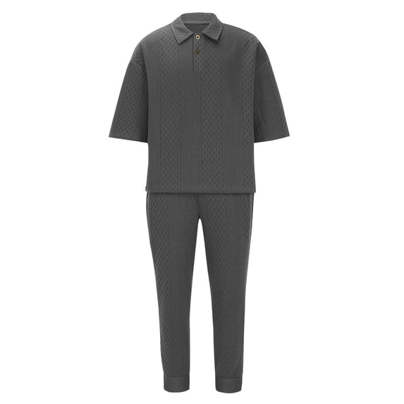 Miqool Men's Tracksuits 2 Piece Athletic Jogging Outfits Textured Pullover Tops and Long Jogger Pants Causal Track Suits for Men Set
