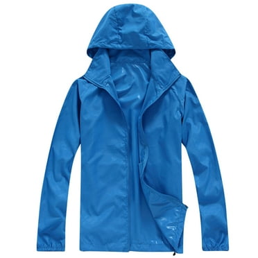 Miqool Men's UPF 50+ Sun Protection Hooded Jacket Lightweight Quick Dry Packable Waterproof Rain Coats Long Sleeve Full Zip Outdoor Fishing Running Cycling Jacket Windbreaker