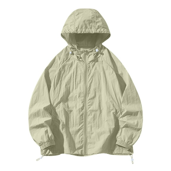 Miqool Men's UPF 50+ Sun Protection Rain Jakcet Outdoor Lightweight Full Zip Hoodie Fishing Hiking Sports Coat Windbreaker with Pockets
