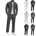 thumbnail image 1 of Miqool Mens 2 Piece Corduroy Outfits Lapel Button Up Shirt Elastic Waist Long Pants Matching Set Casual Shirt and Pants Set S‑3XL, 1 of 6