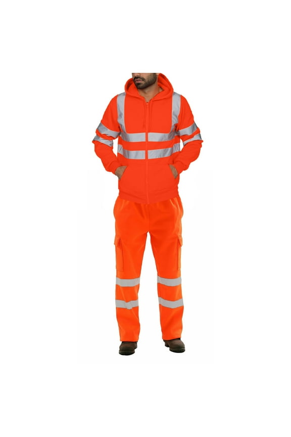 Mens Big and Tall Hi-Visibility Rain Suit, Hi-Vis Reflective Safety Hooded Rain Jacket and Pants Waterproof Rain Gears for Work Hiking Fishing, ANSI Class 3