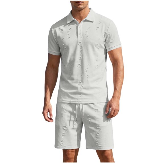 Miqool Mens Big & Tall Short Sets 2 Piece Outfits Summer Tracksuits Casual Short Sleeve T-Shirt and Shorts Set with Pockets