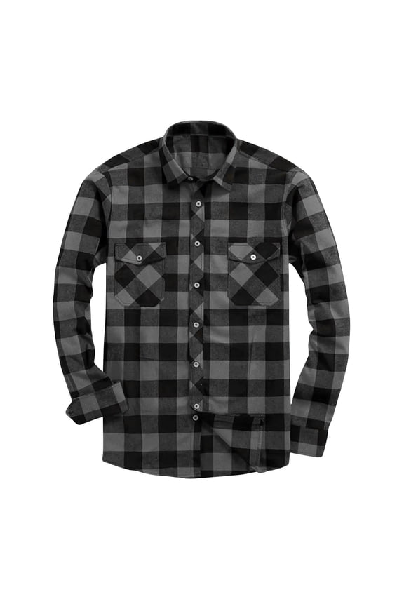 Mens Flannel Shirt Regular Fit Long Sleeve Button Down Casual Plaid Flannel Shirt with Pockets