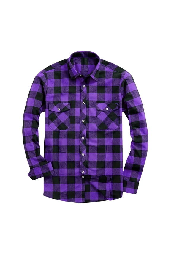 Mens Flannel Shirt Regular Fit Long Sleeve Button Down Casual Plaid Flannel Shirt with Pockets