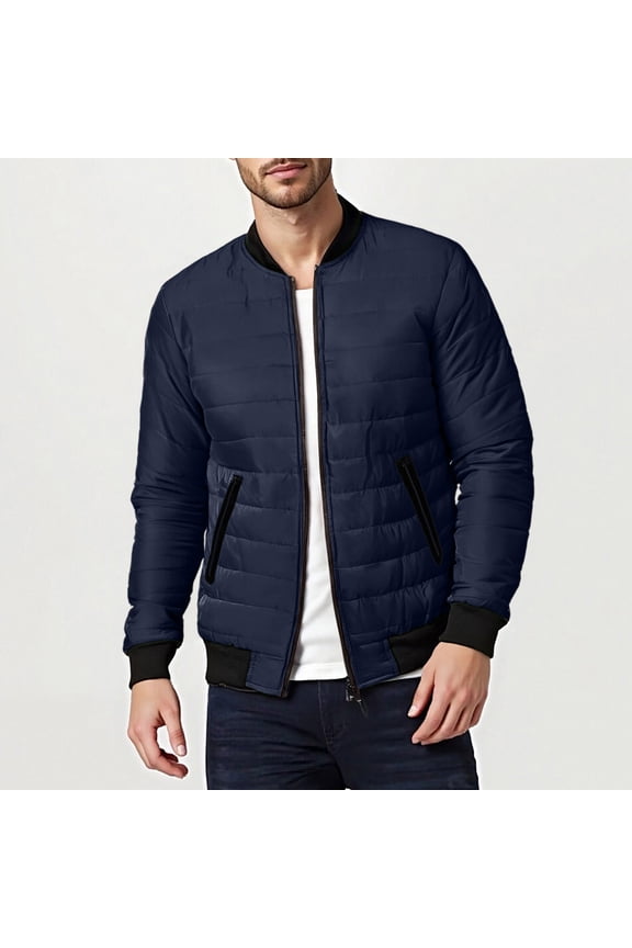 Mens Flight Bomber Jacket Casual Warm Quilted Jackets Winter Padded Coats Outwear