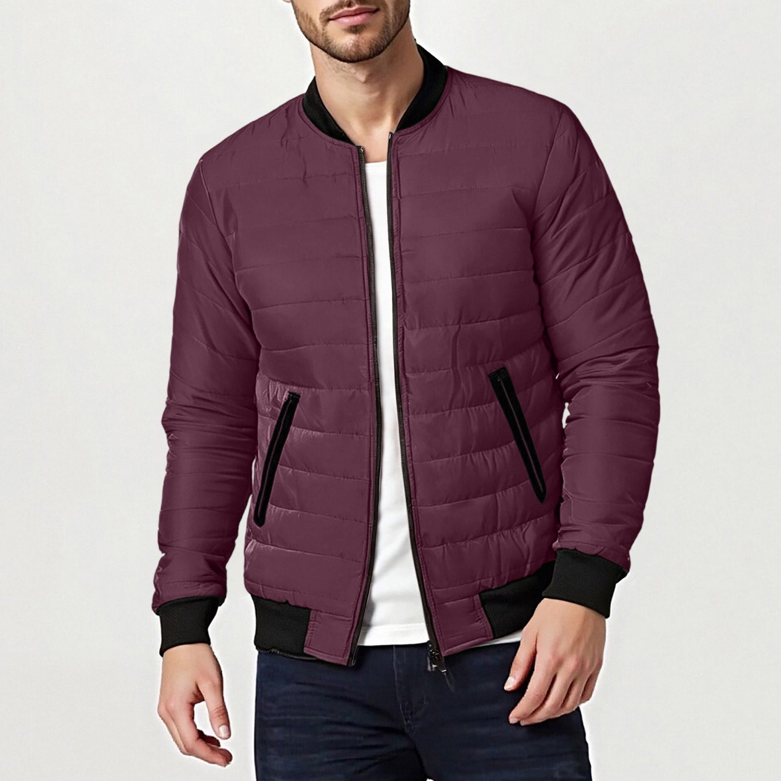 Miqool Mens Flight Bomber Jacket Casual Warm Quilted Jackets 