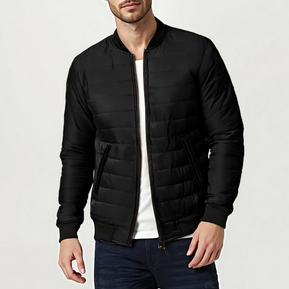 Miqool Mens Flight Bomber Jacket Casual Warm Quilted Jackets Winter Padded Coats Outwear