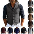 thumbnail image 1 of Miqool Mens Formal Suit Vest Sleeveless Button Front Lightweight Waistcoat Business Work Office Blazer with Multiple Pockets, 1 of 8