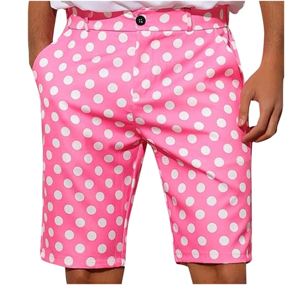 Miqool Mens Golf Shorts Polka Dress Shorts Casual Straight Fit 4-Way Stretch Flat Front Work Shorts Lightweight Quick Dry Summer Beach Shorts with Pockets