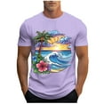 thumbnail image 1 of Miqool Mens Graphic T-Shirts Crew Neck Short Sleeve Hawaiian Tropical Palm Tree Floral Tees Tops Muscle Slim Fitted Workout Athletic Gym Shirts, 1 of 5