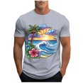 thumbnail image 1 of Miqool Mens Graphic T-Shirts Crew Neck Short Sleeve Hawaiian Tropical Palm Tree Floral Tees Tops Muscle Slim Fitted Workout Athletic Gym Shirts, 1 of 5