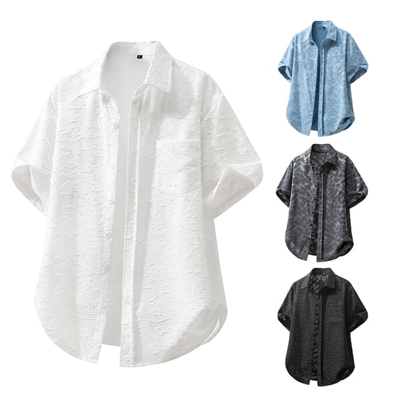 Miqool Mens Hawaiian Shirt Short Sleeve Button Down Floral Shirts Casual Beach Summer Wedding Shirts with Pocket