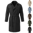 thumbnail image 1 of Miqool Mens Long Trench Coats Double Breasted Notched Lapel Long Sleeve Fall Winter Outerwear with Belt, 1 of 8