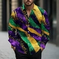 thumbnail image 1 of Miqool Mens Mardi Gras Shirt Long Sleeve Button Loose Tuesday Shirt, 1 of 5