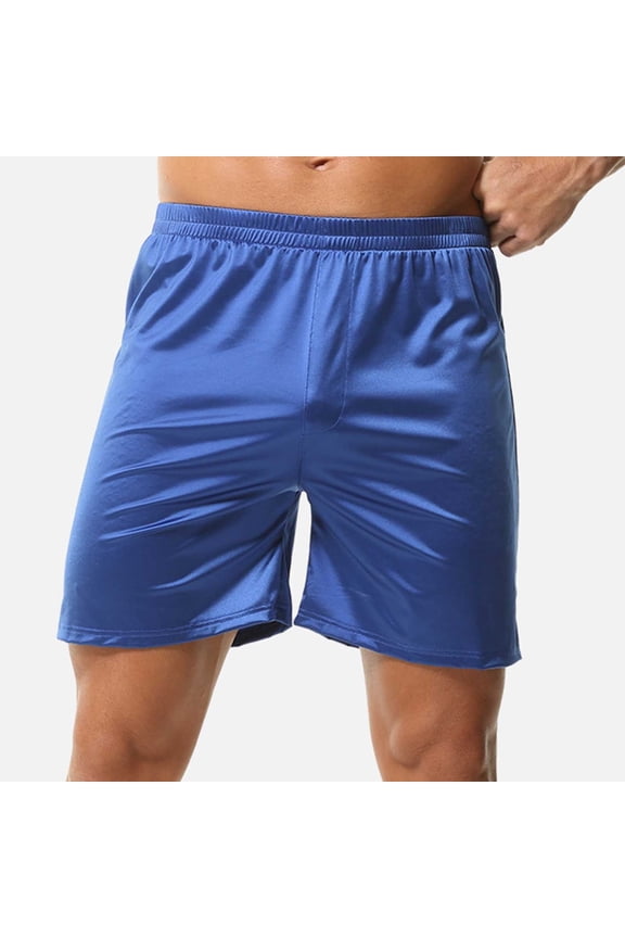 Mens Satin Boxer Shorts Silk Feeling Sleep Shorts Underwear Silky Pajama Bottoms Sleepwear with Elastic Waistband