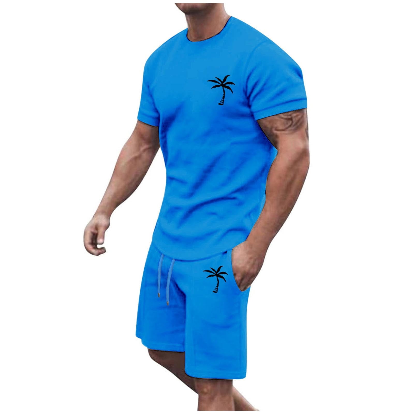 Men’s Vintage Textured Two-Piece Beach Set – Casual Short-Sleeve Shirt & Shorts