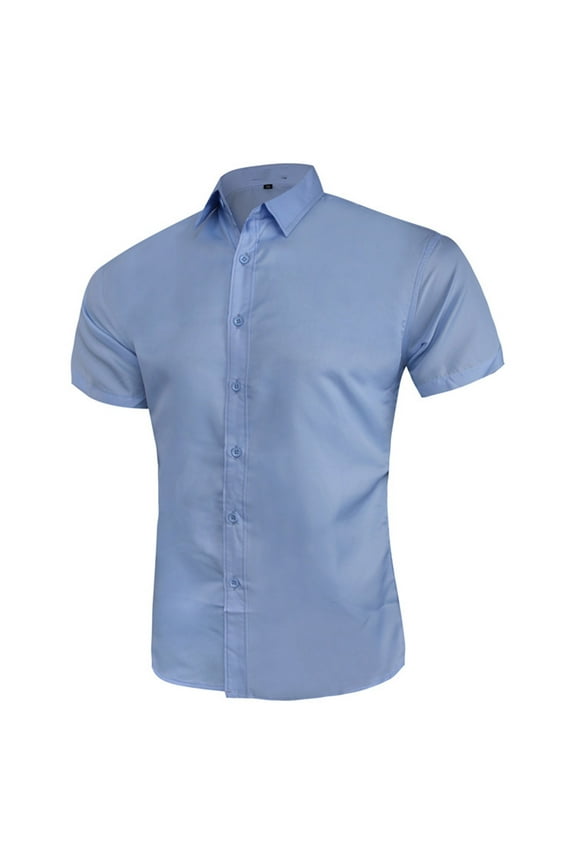 Mens Short Sleeve Dress Shirts Formal Business Casual Slim Fit Stretch Wrinkle Free Regular Fit Collar Button Down Shirt
