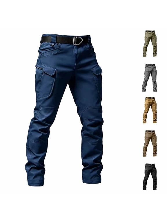 Mens Softshell Fleece Lined Cargo Pants Fall Winter Warm Work Pants Outdoor Hiking Trousers with Multiple Pockets