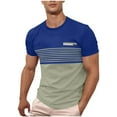 thumbnail image 1 of Miqool Mens Striped Color Block T Shirts Short Sleeve Crewneck Slim Fit Stretch Shirt Workout Athletic Running Gym Tee Tops, 1 of 6
