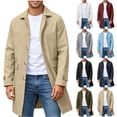 thumbnail image 1 of Miqool Mens Trench Coat Turndown Collar Button Down Long Sleeve Mid Length Winter Casual Business Outerwear Overcoats with Pockets M-XXXL, 1 of 9