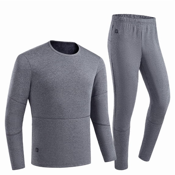 Miqool Mens USB Heated Thermal Underwear Set 28 Zone Electric Warming Base Layer Long Sleeve Top and Bottom for Cold Weather Outdoor Work