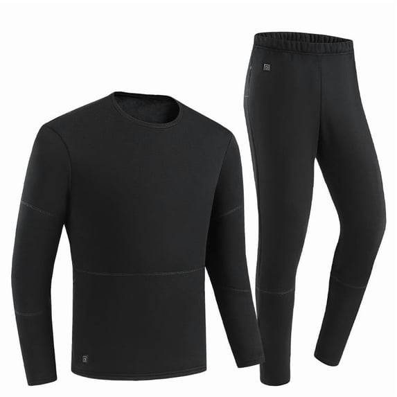 Miqool Mens USB Heated Thermal Underwear Set 28 Zone Electric Warming Base Layer Long Sleeve Top and Bottom for Cold Weather Outdoor Work