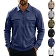 thumbnail image 1 of Miqool Mens Waffle Zip Up Shirts Jacket Casual Collared Long Sleeve Lightweight Overshirts with Pockets, 1 of 9