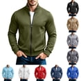 thumbnail image 1 of Miqool Mens Zip Up Stand Collar Sweatshirts Casual Long Sleeve Fall Winter Athletic Track Jackets with Pockets, 1 of 9